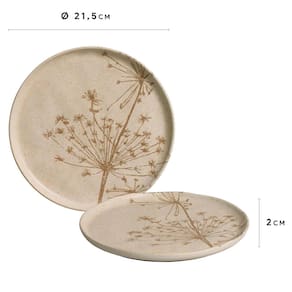 Conjunto com 6 Pratos de Sobremesa Porto Brasil Bio Cyperus em Stoneware 21,5cm – Cinza - 2