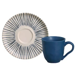 Conjunto com 6 Xícaras e Pires para Café Porto Brasil Bio Elemento em Stoneware Cinza - 120 ml - 1