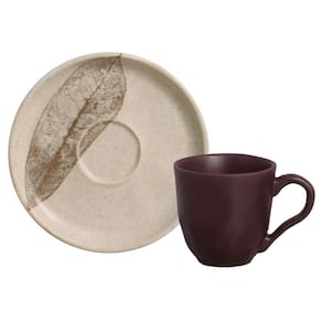 Conjunto com 6 Xícaras e Pires para Café Porto Brasil Bio Outono em Stoneware Cinza - 120 ml - 1