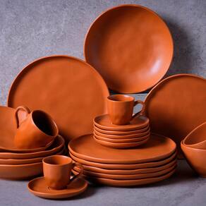 Conjunto com 6 Xícaras e Pires para Café Porto Brasil Bio Terrakotta em Stoneware Laranja - 120 ml - 2