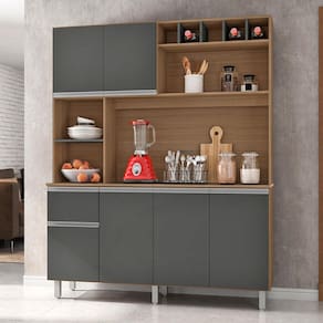 Cozinha Compacta Poliman Alice com 6 Portas, 1 Gaveta e 2 Prateleiras - 160cm de largura