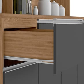 Cozinha Compacta Poliman Alice com 6 Portas, 1 Gaveta e 2 Prateleiras - 160cm de largura - Carvalho/Grafite - 3