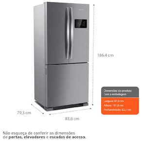 Geladeira Brastemp French Door BRO85AK Frost Free com Tecnologia Inverter, Turbo Freezer e Design Premium 554 L - Inox
