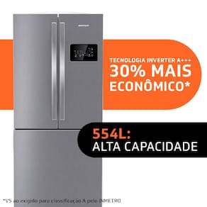 Geladeira Brastemp French Door BRO85AK Frost Free com Tecnologia Inverter, Turbo Freezer e Design Premium 554 L - Inox