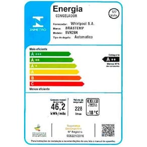 Freezer Vertical Brastemp BVR28NK Frost Free Inox – 228 L