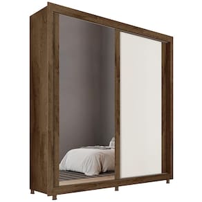 Guarda-Roupa Solteiro Mademarques Hamburgo com 2 Portas, 4 Gavetas e Espelho - 180 cm de Largura