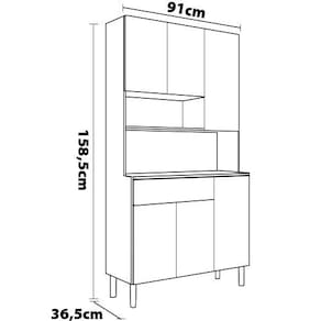 Cozinha Compacta Kits Paraná Golden com 6 Portas, 1 Gaveta e 1 Prateleira - 91cm de largura - Freijó/Patina - Freijó/Branco - 3