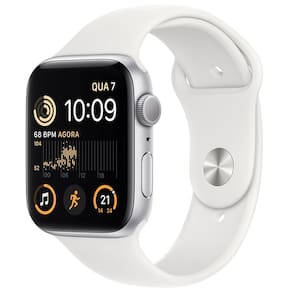 Apple Watch SE GPS + Cellular Caixa Prateada de Alumínio 44 mm Pulseira Esportiva Branca