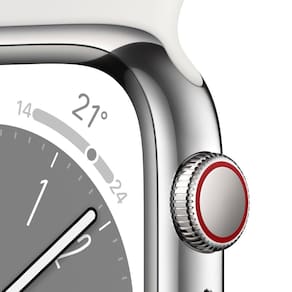 Apple Watch Series 8 GPS + Cellular Caixa Prateada de Aço Inoxidável 45 mm Pulseira Esportiva Branca