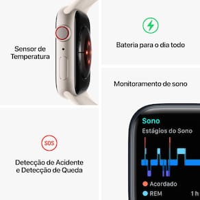 Apple Watch Series 8 GPS + Cellular Caixa Prateada de Aço Inoxidável 45 mm Pulseira Esportiva Branca