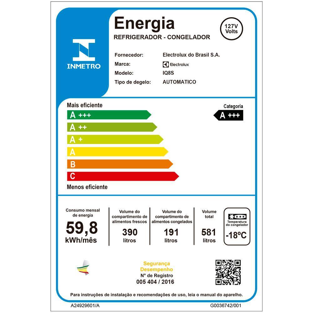 Geladeira Electrolux Multidoor Experience IQ8S Frost Free com
