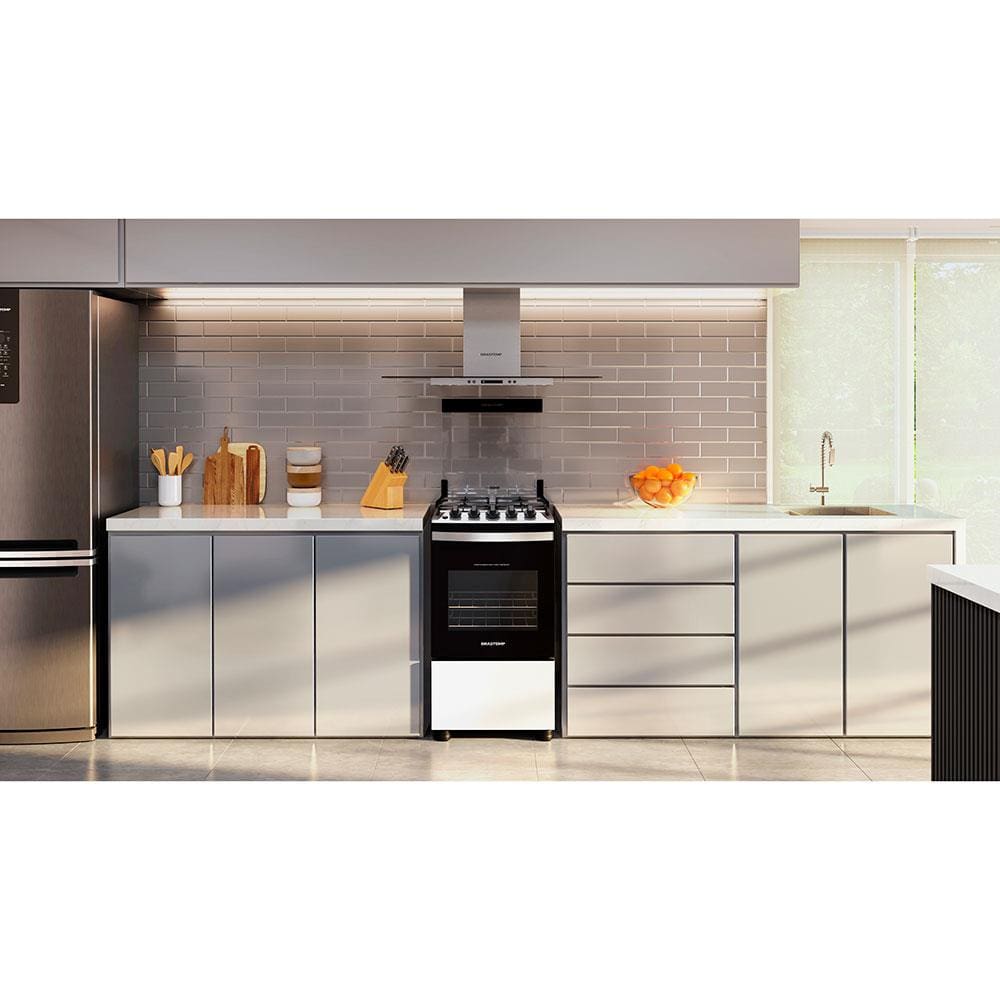 Fogão Brastemp 4 Bocas BFO4EBB com Mesa de Inox, Dupla Chama e