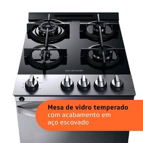 Fogão Brastemp 4 Bocas BFO4VBR com Mesa de Vidro, Dupla Chama e Grill Elétrico - Inox - 110V - 2