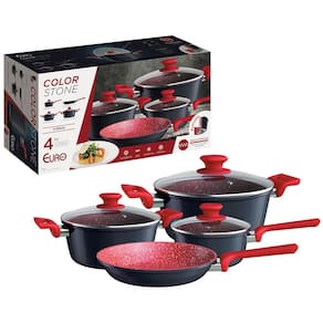 Conjunto de Panelas 4 Peças Euro Colorstone Antiaderente, Tampas de Vidro e Cabos de Baquelite - Titânio - 2