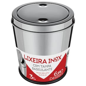 Lixeira Euro Design com Tampa Basculante Inox - 3L - 2