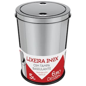 Lixeira Euro Design com Tampa Basculante Inox - 5L - 2