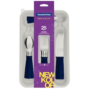 Faqueiro 25 Peças Tramontina New Kolor em Aço Inox com Gaveteiro - Azul - FAQUEIRO NEWKOLOR C/GAVETEIRO 25 PCS TRAMONTINA AZ - 3