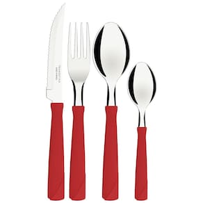 Faqueiro 25 Peças Tramontina New Kolor em Aço Inox com Gaveteiro - Vermelho - FAQUEIRO NEWKOLOR C/GAVETEIRO 25 PCS TRAMONTINA VM - 1