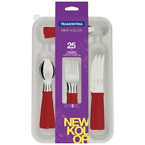 Faqueiro 25 Peças Tramontina New Kolor em Aço Inox com Gaveteiro - Vermelho - FAQUEIRO NEWKOLOR C/GAVETEIRO 25 PCS TRAMONTINA VM - 3