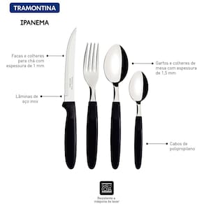 Faqueiro 24 Peças Tramontina Ipanema em Aço Inox - Preto - FAQUEIRO IPANEMA PRETO 24 PECAS TRAMONTINA - 2
