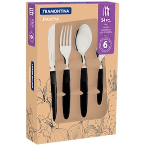 Faqueiro 24 Peças Tramontina Ipanema em Aço Inox - Preto - FAQUEIRO IPANEMA PRETO 24 PECAS TRAMONTINA - 3