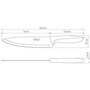 Faca 8" Chef Tramontina Plenus em Aço Inox - Cinza - FACA CHEF PLENUS CABO CINZA 8 TRAMONTINA - 2