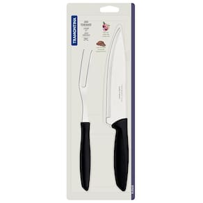 Conjunto Faca Chef e Garfo Trinchante Tramontina Plenus Preto - 2 Peças - 2