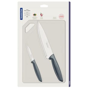 Conjunto de Facas e Tábua de Corte Tramontina Plenus em Aço Inoxidável - Cinza - 3 Peças - KIT PLENUS C/ TABUA P CORTE 3 PCS TRAMONTINA CZ - 2