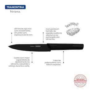 Faca 6" Utility Tramontina Nygma em Aço Inox - Preto - 3