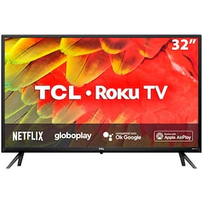 Smart TV LED 32" HD TCL Roku TV RS530 WiFi, Dual Band, 3 HDMI, 1 USB, Controle por Aplicativo, Google Assistant, Alexa e Apple Homekit