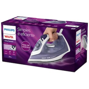 Ferro de Passar a Vapor Philips Walita EasySpeed GC1752 com Spray e Base de Cerâmica – Roxo/Branco