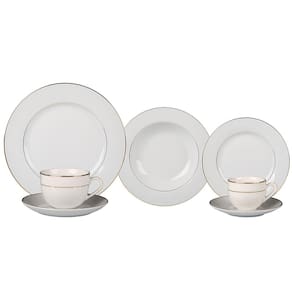 Aparelho de Jantar 42 Peças L`Hermitage Majesty em Porcelana - Branco/Dourado