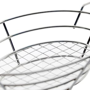 Cesta Oval Dynasty Fry em Aço Inox com 2 Molheiras - Prata - 2