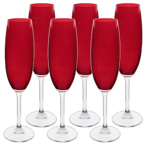 Conjunto de Taças para Champanhe Bohemia Gastro 220ml Vermelho Carmim - 6 Peças
