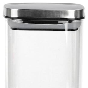 Porta Mantimentos Quadrado Dynasty em Vidro Borossilicato com Tampa de Metal Prata – 1,4L
