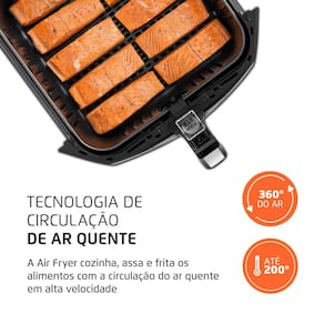 Fritadeira Elétrica Sem Óleo Air Fryer Mondial Mega Family AFN-80-BI 8L – Preta/Inox