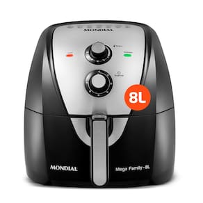 Fritadeira Elétrica Sem Óleo Air Fryer Mondial Mega Family AFN-80-BI 8L – Preta/Inox - 220V