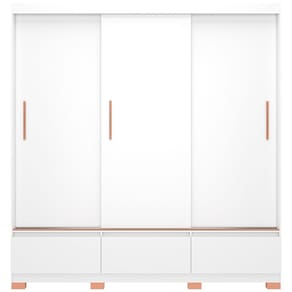 Guarda-Roupa Bartira Monza com 3 Portas de Correr e 3 Gavetas - 199,8cm de largura - Branco Fosco - 1