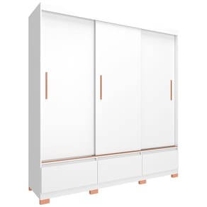 Guarda-Roupa Bartira Monza com 3 Portas de Correr e 3 Gavetas - 199,8cm de largura - Branco Fosco - 2