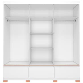 Guarda-Roupa Bartira Monza com 3 Portas de Correr e 3 Gavetas - 199,8cm de largura - Branco Fosco - 3
