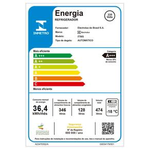 Geladeira Electrolux IT56S Frost Free Inox com Tecnologia Inverter e Top Freezer Efficient – 474 litros