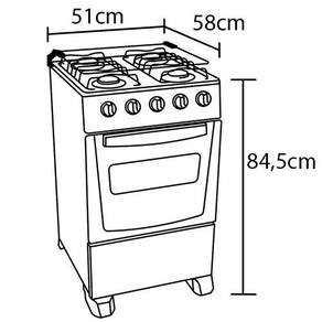 Fogão Esmaltec 4 Bocas Bali 4111 com Mesa de Inox e Acendimento Manual – Branco