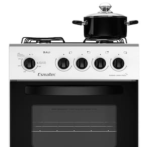Fogão Esmaltec 4 Bocas Bali 4111 com Mesa de Inox e Acendimento Manual – Branco