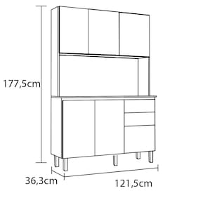 Cozinha Compacta Kit`s Paraná Florence com 6 Portas, 1 Gaveta e 2 Prateleiras - 121,5cm de largura