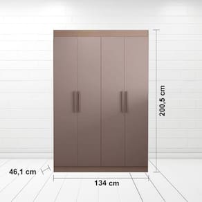 Guarda-Roupa Casal Bartira Ville 4 Portas de Bater 2 Gavetas Internas MDP - 134cm de Largura - Avelã/Capuccino - 3