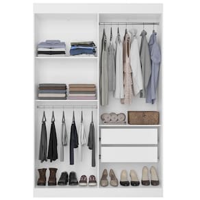 Guarda-Roupa Bartira Ville com 4 Portas, 2 Gavetas e 2 Prateleiras - 134cm de largura - Branco - 2