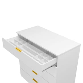 Cômoda Bartira Diplomata com 5 Gavetas, Trava de Segurança e Espaço para TV de até 42 polegadas - 90cm de Largura