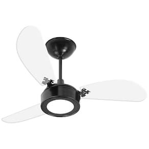 Ventilador de Teto Venti-Delta New Cristal LED com Lustre, 3 Velocidades, 3 Pás e Função Exaustor - Preto - 110v