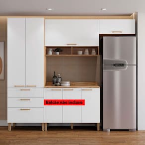Cozinha Compacta Bartira Veneza com 4 Portas, 3 Gavetas e 4 Prateleiras - 250,8cm de largura