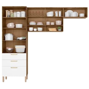 Cozinha Compacta Bartira Veneza com 4 Portas, 3 Gavetas e 4 Prateleiras - 250,8cm de largura